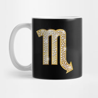 Golden and Diamonds Rhinestones Scorpio Zodiac Sign Mug